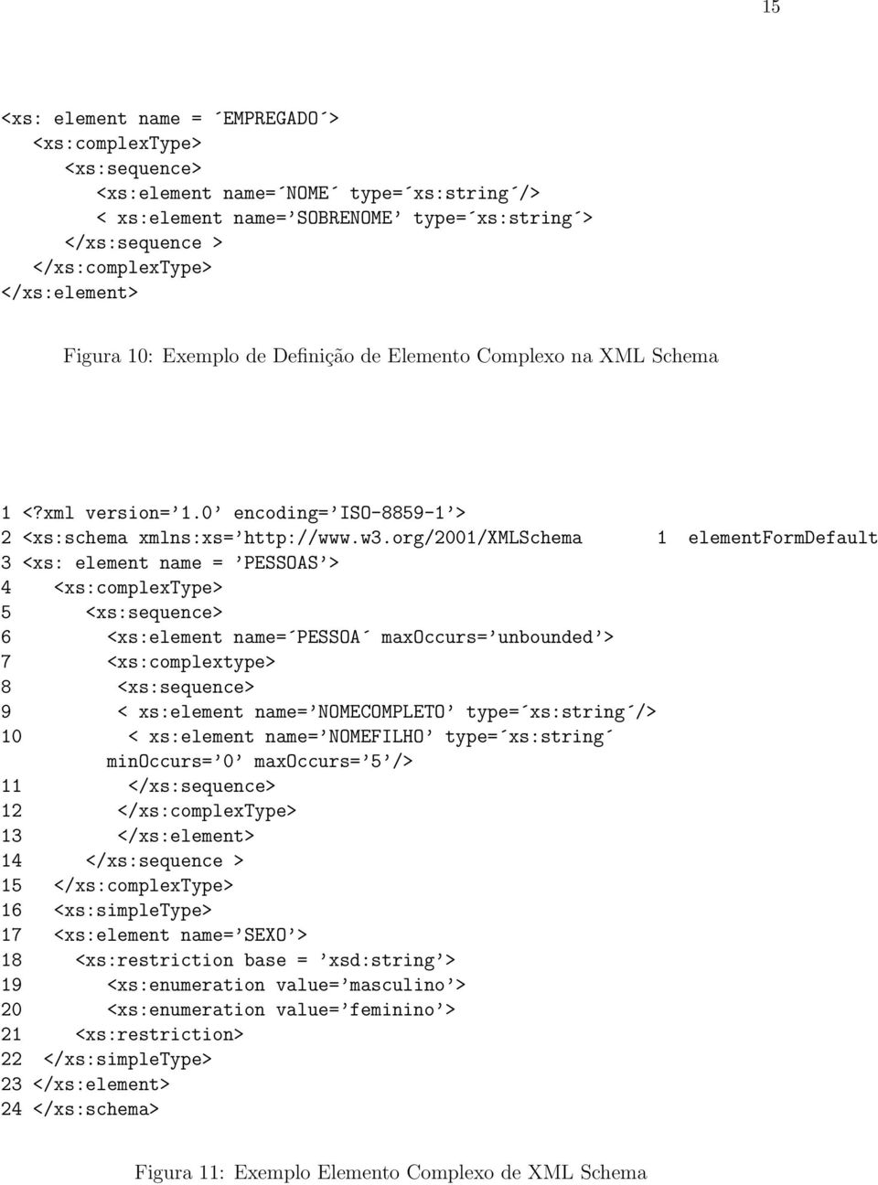 org/2001/xmlschema 1 elementformdefault 3 <xs: element name = PESSOAS > 4 <xs:complextype> 5 <xs:sequence> 6 <xs:element name= PESSOA maxoccurs= unbounded > 7 <xs:complextype> 8 <xs:sequence> 9 <