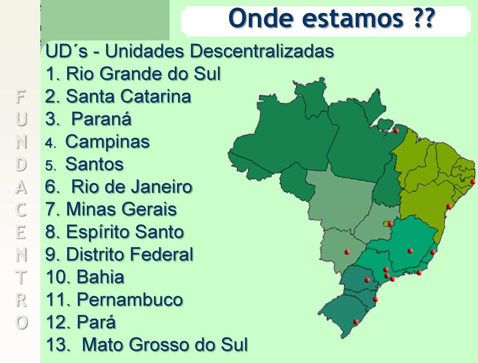 Santa Catarina 3. Paraná 4. Campinas 5. Santos 6. Rio de Janeiro 7.