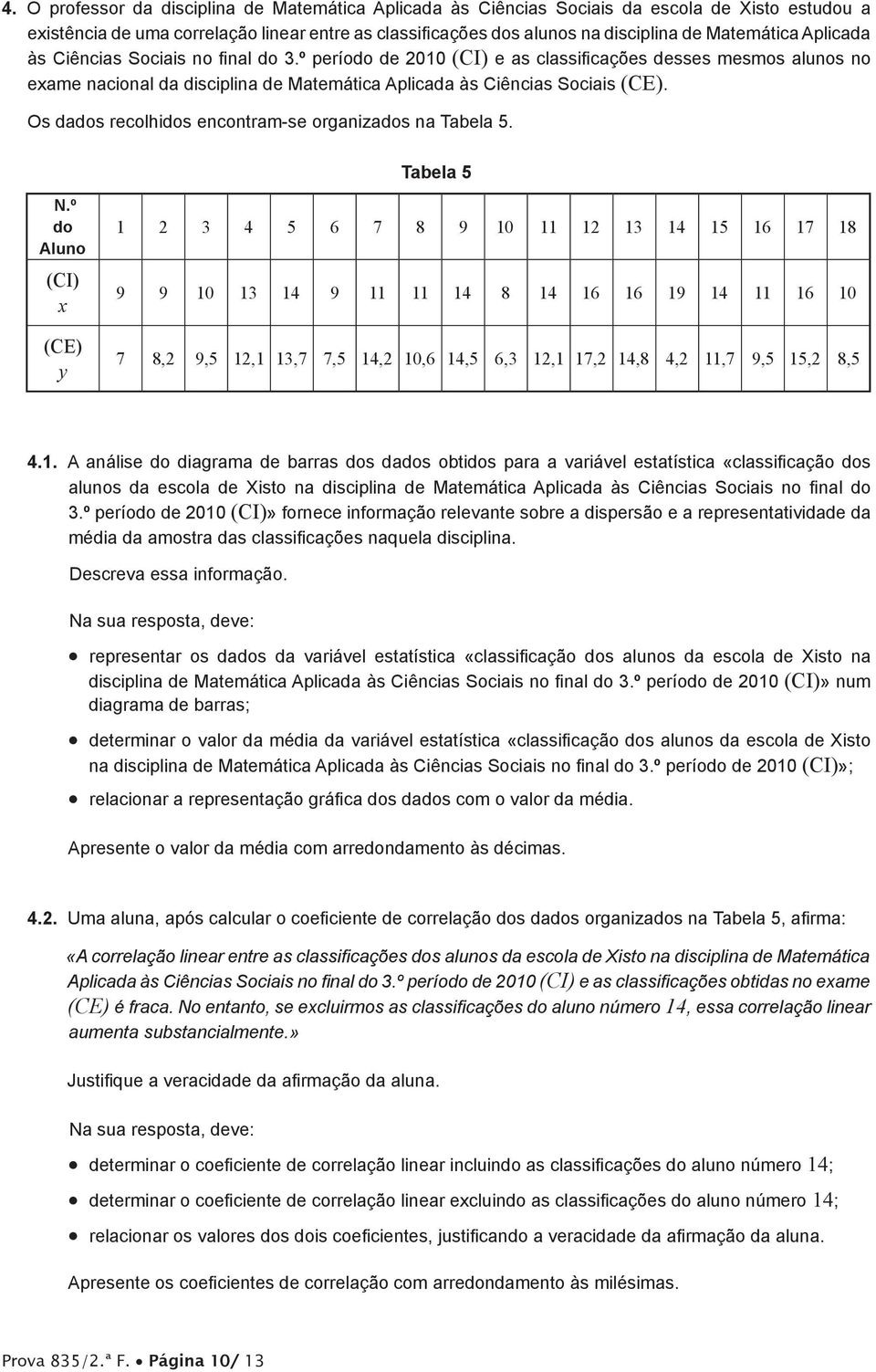 Os dados recolhidos encontram-se organizados na Tabela 5. Tabela 5 N.