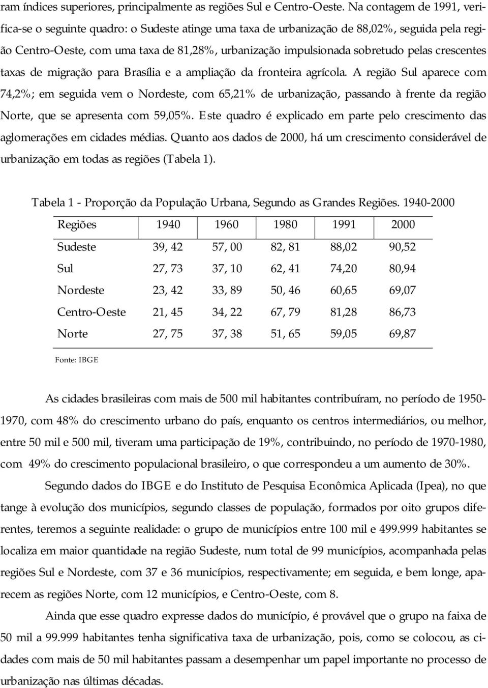 pelas crescentes taxas de migração para Brasília e a ampliação da fronteira agrícola.
