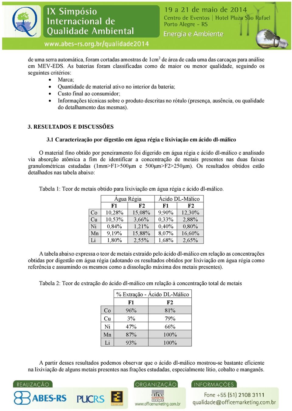 técnicas sobre o produto descritas no rótulo (presença, ausência, ou qualidade do detalhamento das mesmas). 3. RESULTADOS E DISCUSSÕES 3.