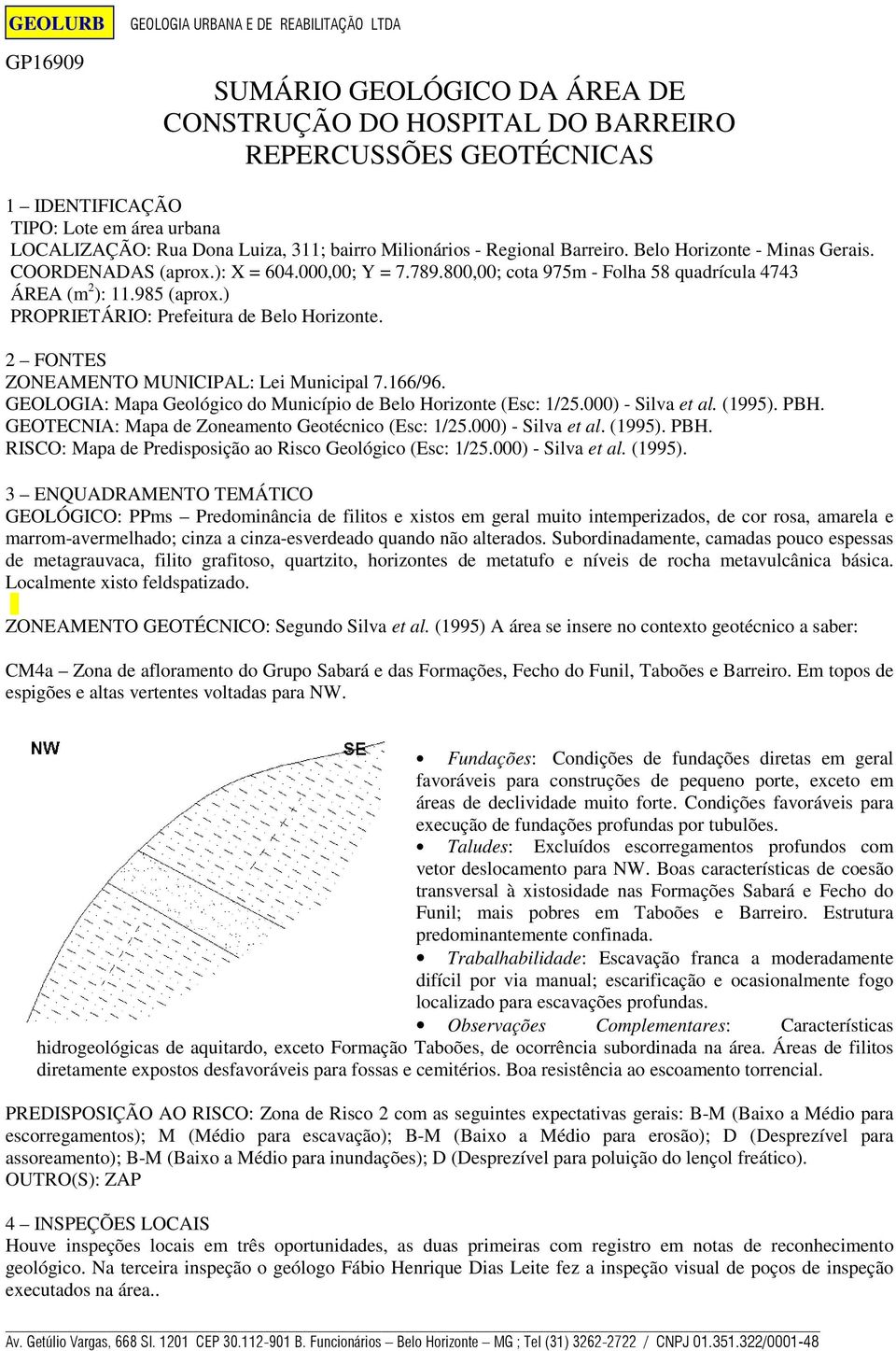 ) PROPRIETÁRIO: Prefeitura de Belo Horizonte. 2 FONTES ZONEAMENTO MUNICIPAL: Lei Municipal 7.166/96. GEOLOGIA: Mapa Geológico do Município de Belo Horizonte (Esc: 1/25.000) - Silva et al. (1995). PBH.