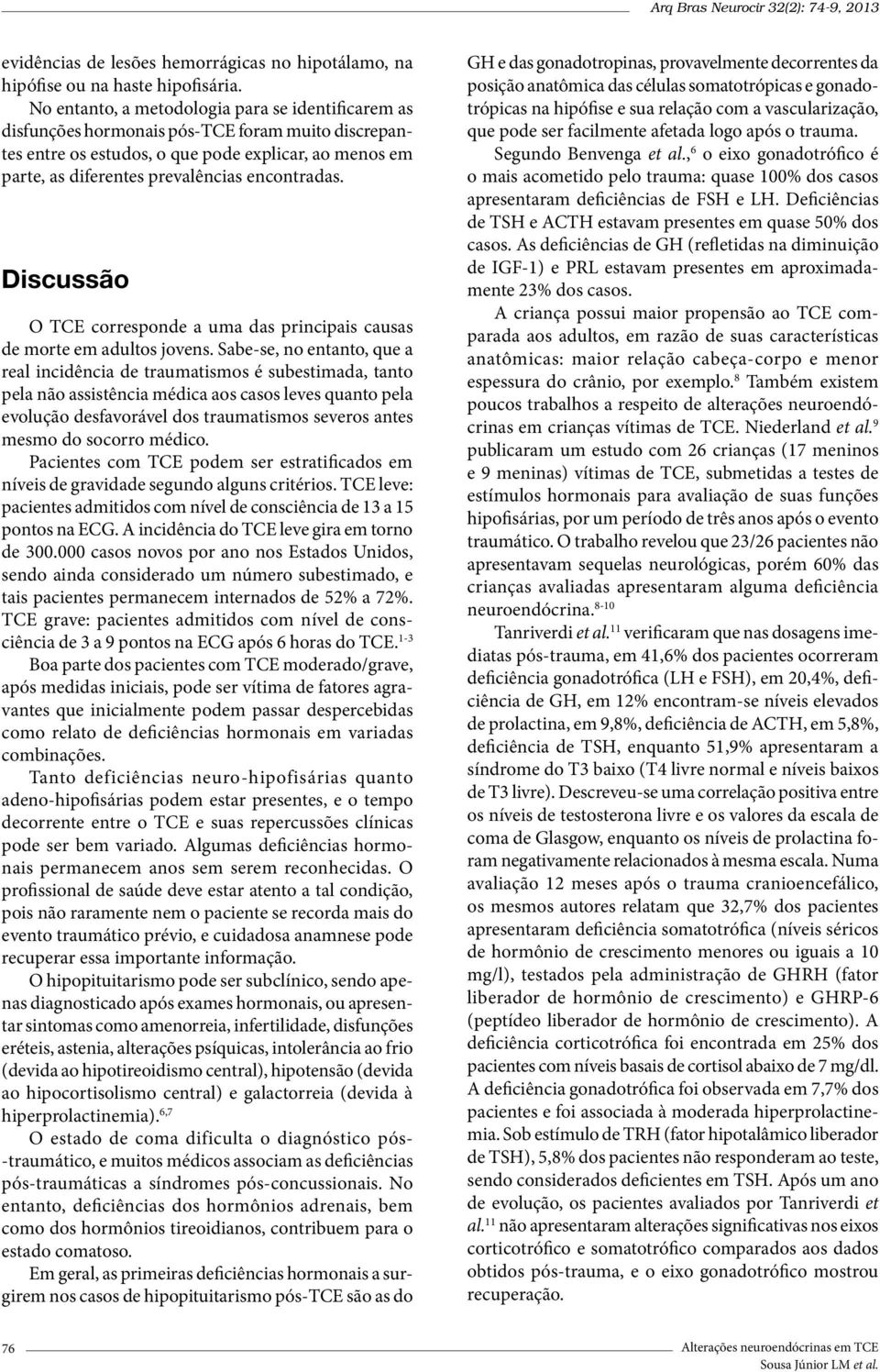 encontradas. Discussão O TCE corresponde a uma das principais causas de morte em adultos jovens.