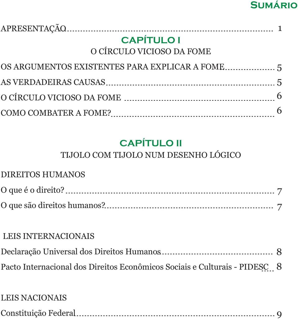 1 5 5 6 6 CAPÍTULO II TIJOLO COM TIJOLO NUM DESENHO LÓGICO DIREITOS HUMANOS O que é o direito?