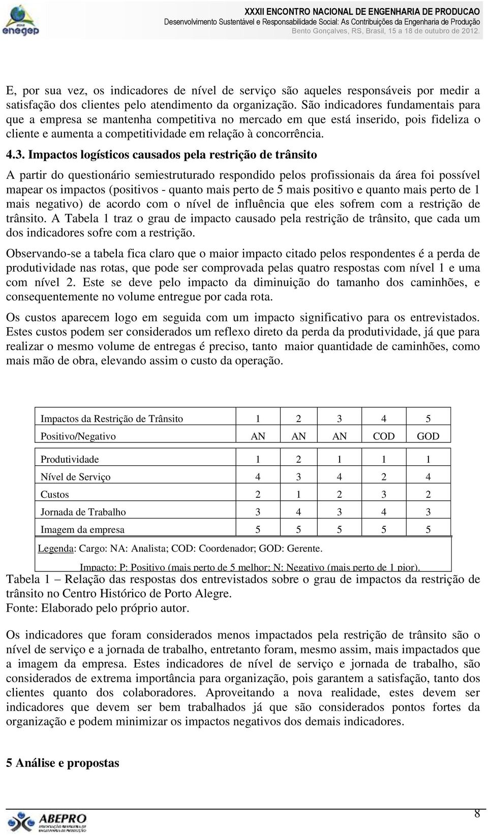 Impactos logísticos causados pela restrição de trânsito A partir do questionário semiestruturado respondido pelos profissionais da área foi possível mapear os impactos (positivos - quanto mais perto