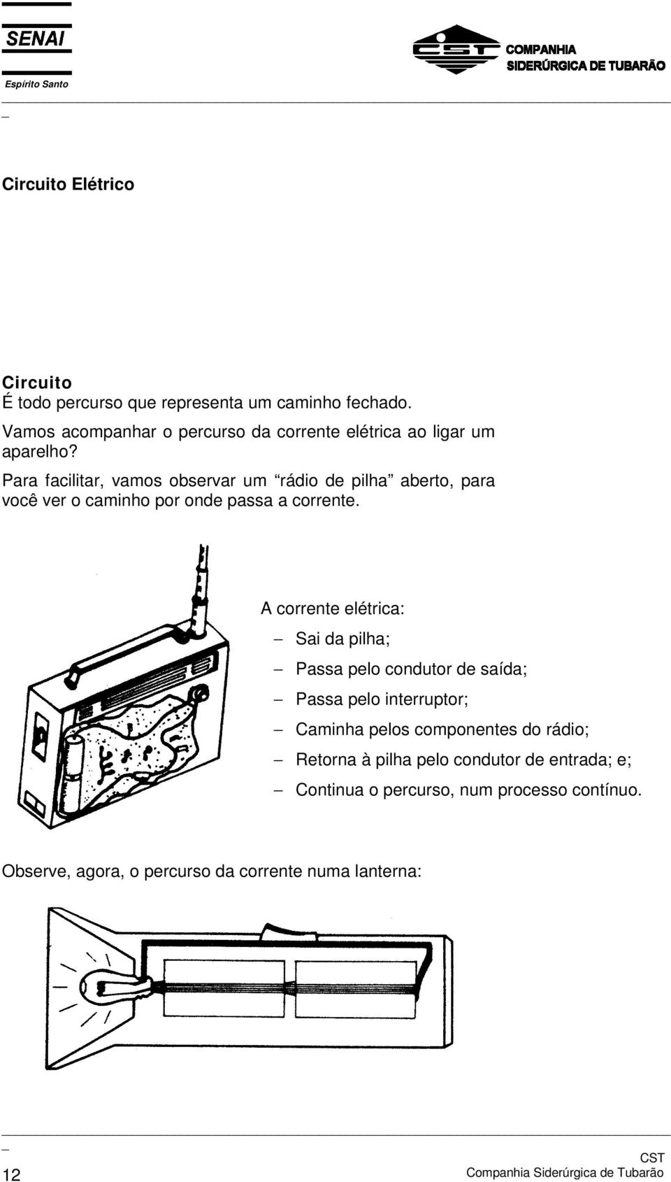 Para facilitar, vamos observar um rádio de pilha aberto, para você ver o caminho por onde passa a corrente.