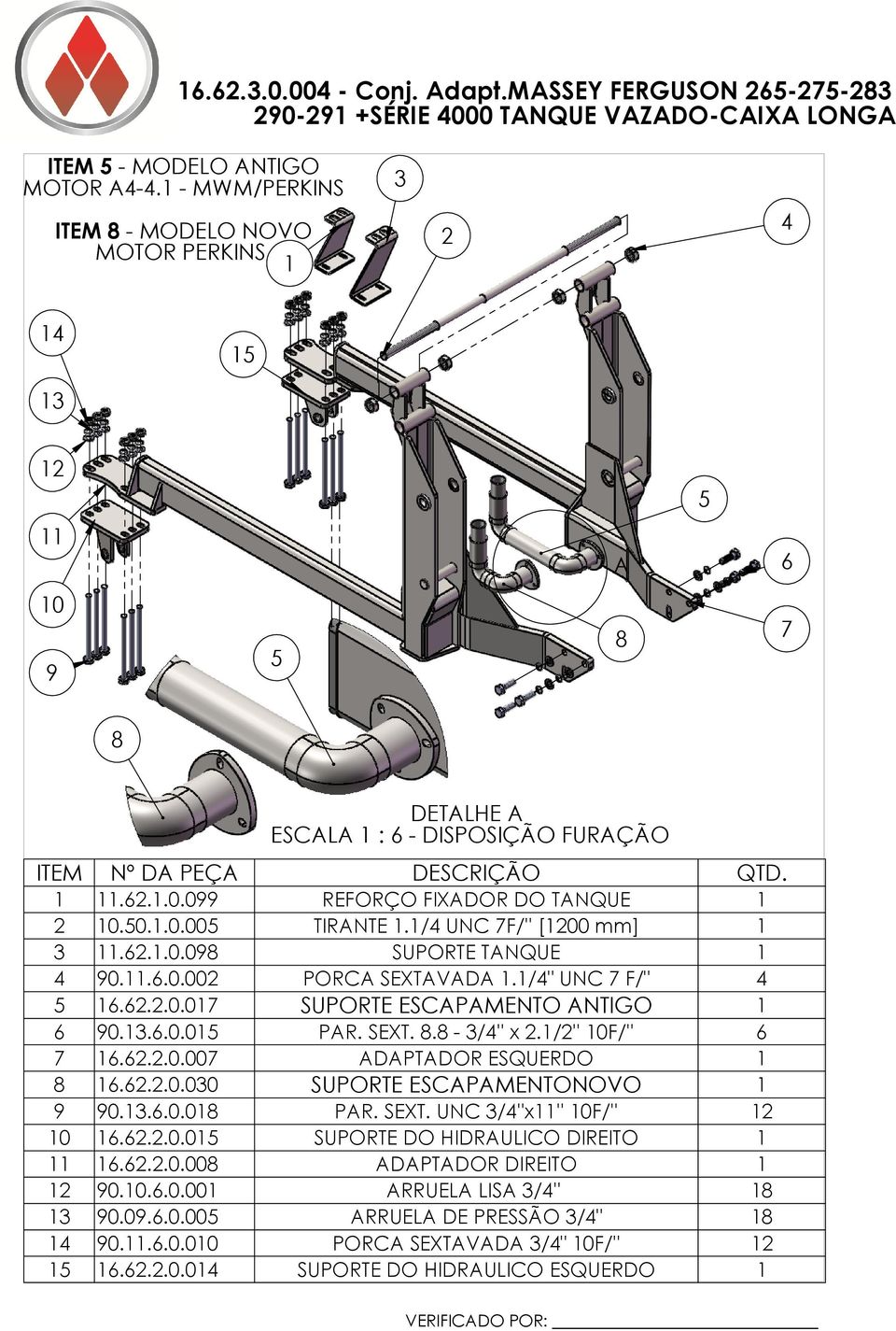 ..0.00 PORCA SEXTAVADA./" UNC F/"...0.0 SUPORTE ESCAPAMENTO ANTIGO 0...0.0 PAR. SEXT.. - /'' x./'' 0F/''...0.00 ADAPTADOR ESQUERDO...0.00 SUPORTE ESCAPAMENTONOVO 0...0.0 PAR. SEXT. UNC /''x'' 0F/'' 0.