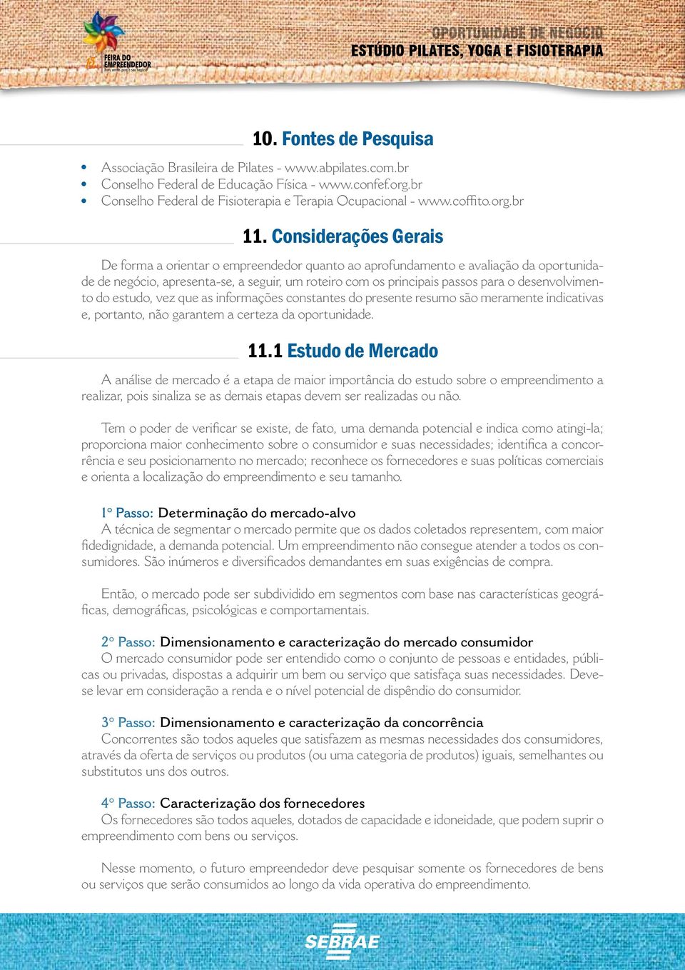 Considerações Gerais De forma a orientar o empreendedor quanto ao aprofundamento e avaliação da oportunidade de negócio, apresenta-se, a seguir, um roteiro com os principais passos para o