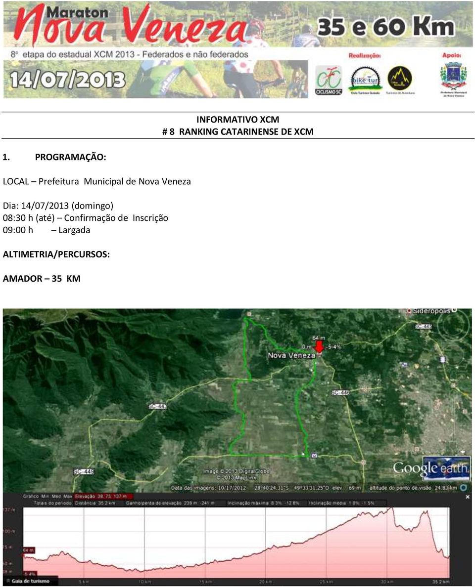 Dia: 14/07/2013 (domingo) 08:30 h (até) Confirmação de