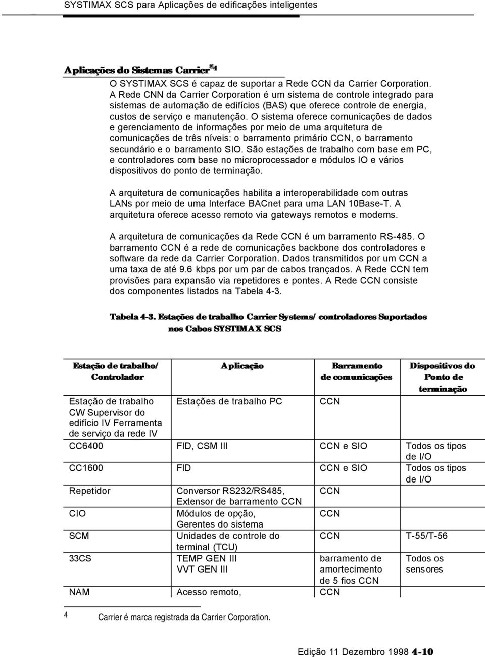 O sistema oferece comunicações de dados e gerenciamento de informações por meio de uma arquitetura de comunicações de três níveis: o barramento primário CCN, o barramento secundário e o barramento