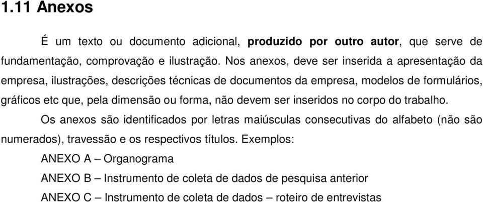 pela dimensão ou forma, não devem ser inseridos no corpo do trabalho.