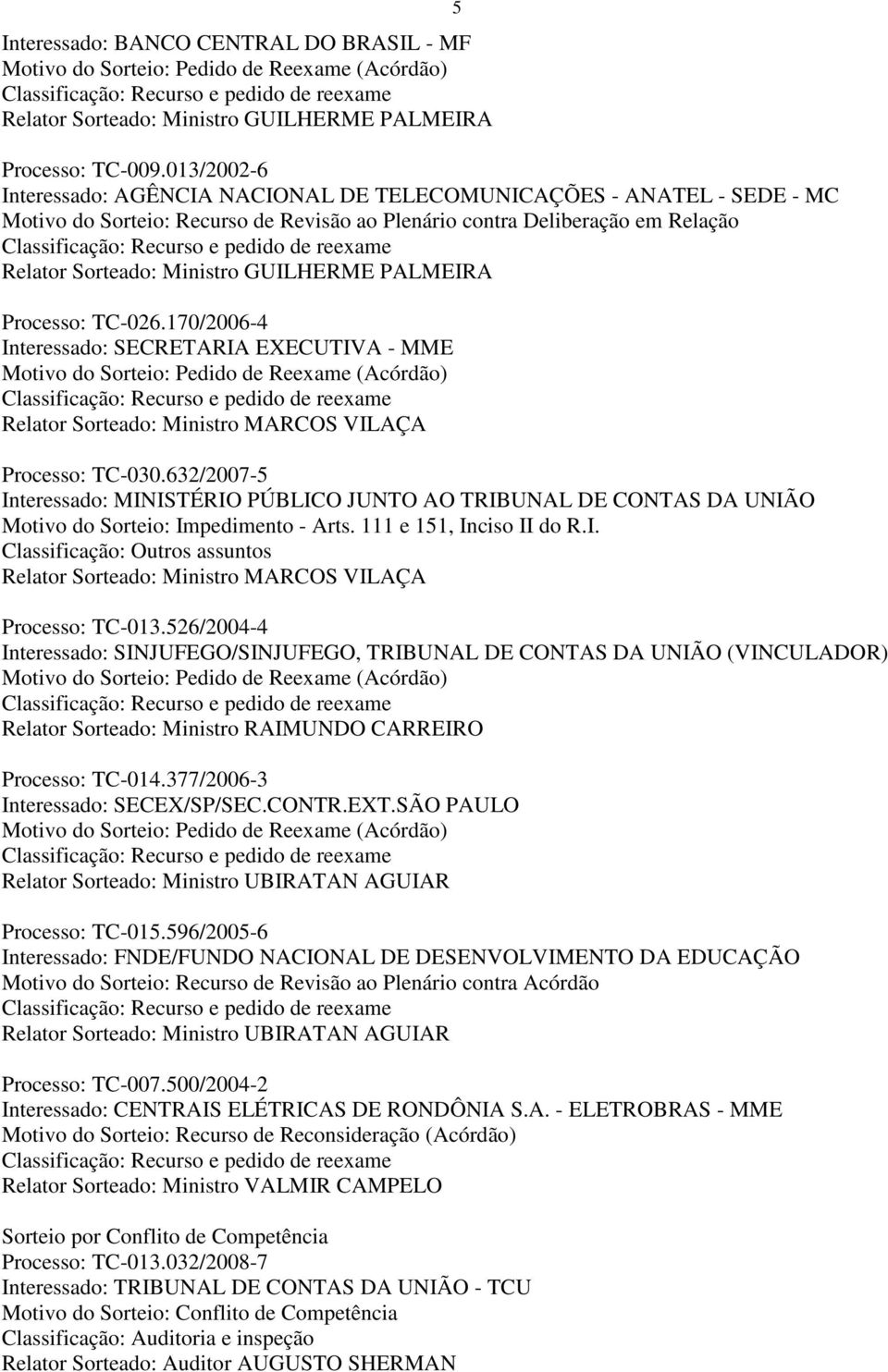 reexame Relator Sorteado: Ministro GUILHERME PALMEIRA Processo: TC-026.