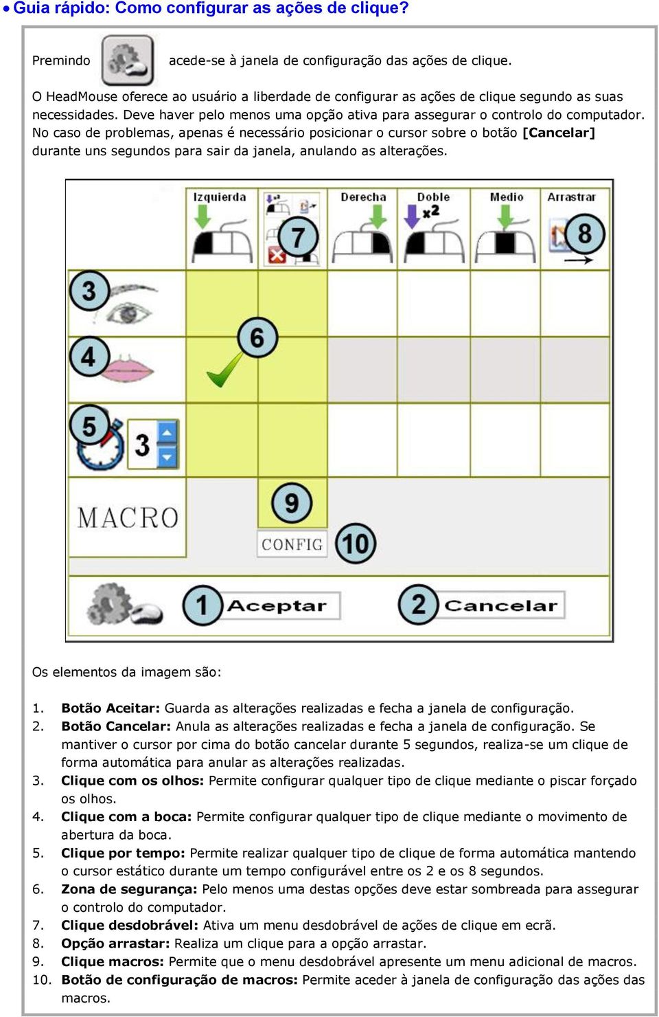 No caso de problemas, apenas é necessário posicionar o cursor sobre o botão [Cancelar] durante uns segundos para sair da janela, anulando as alterações. 1.