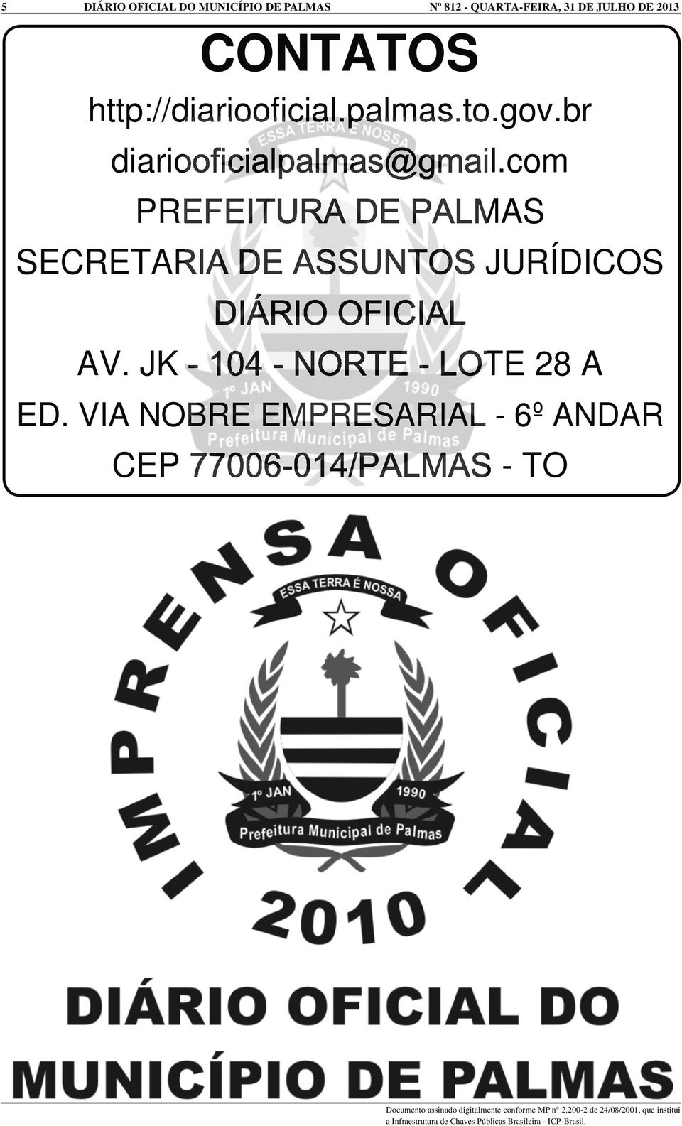 com PREFEITURA DE PALMAS SECRETARIA DE ASSUNTOS JURÍDICOS