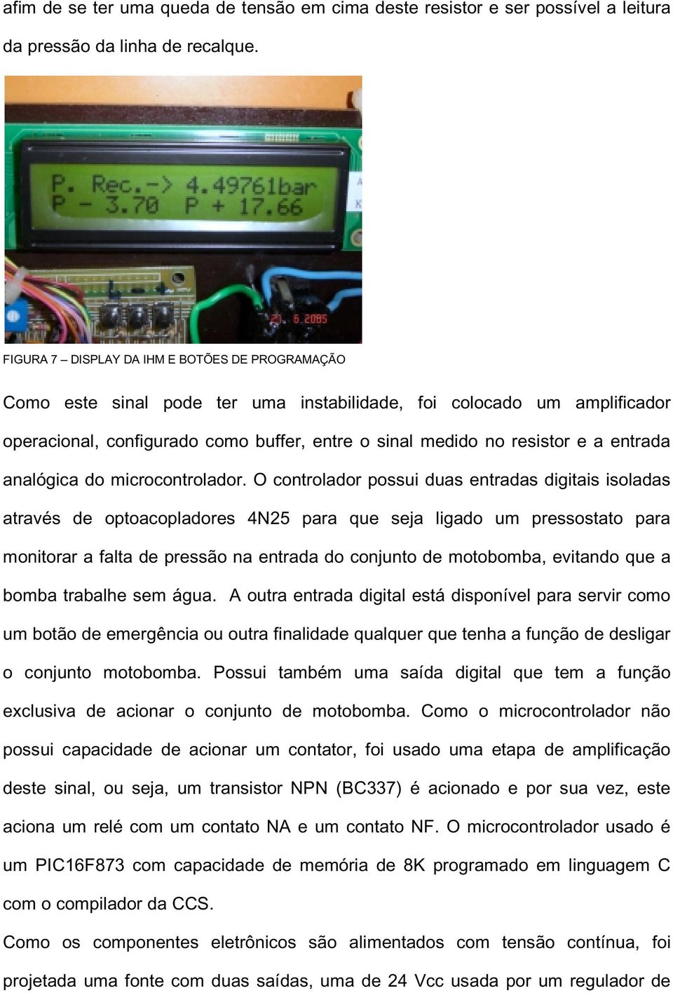 entrada analógica do microcontrolador.