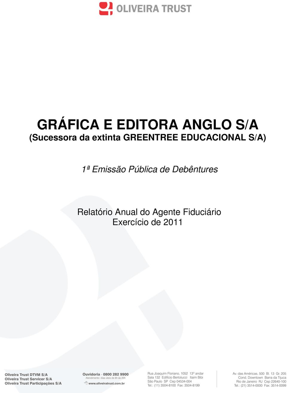 Emissão Pública de Debêntures Relatório