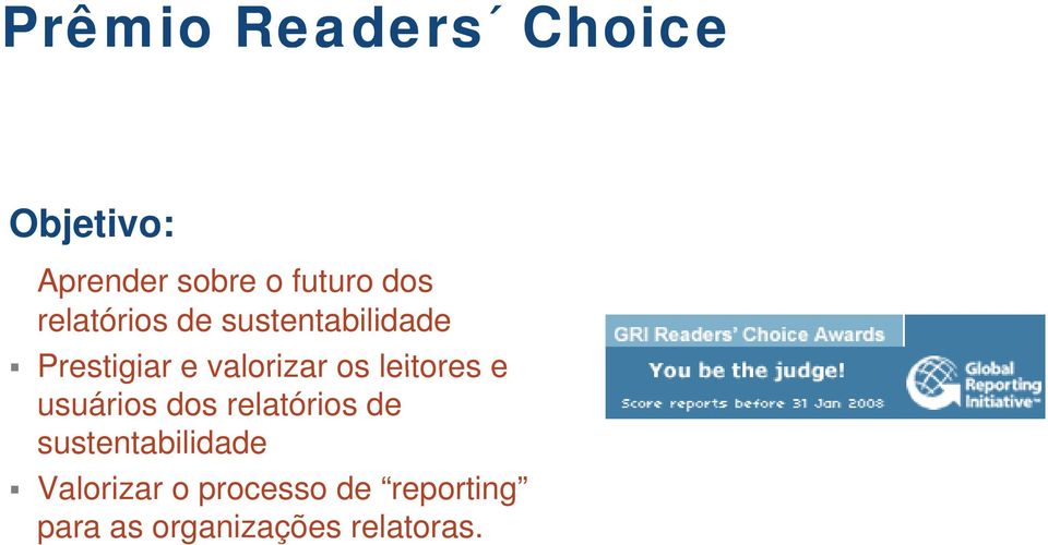 leitores e usuários dos relatórios de sustentabilidade