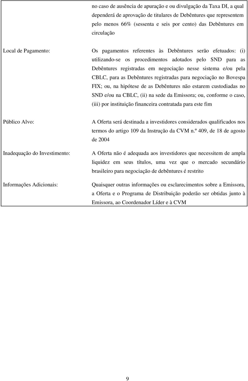 e/ou pela CBLC, para as Debêntures registradas para negociação no Bovespa FIX; ou, na hipótese de as Debêntures não estarem custodiadas no SND e/ou na CBLC, (ii) na sede da Emissora; ou, conforme o