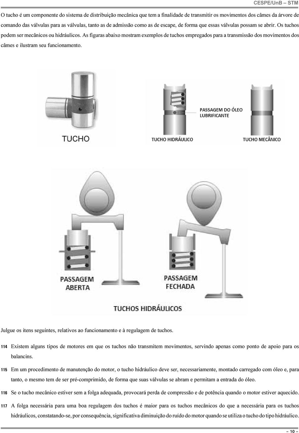 As figuras abaixo mostram exemplos de tuchos empregados para a transmissão dos movimentos dos câmes e ilustram seu funcionamento.