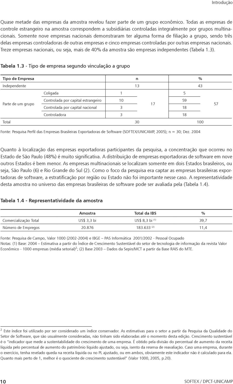 Somente nove empresas nacionais demonstraram ter alguma forma de filiação a grupo, sendo três delas empresas controladoras de outras empresas e cinco empresas controladas por outras empresas