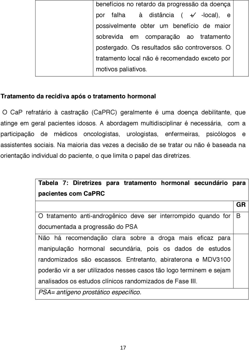 Tratamento da recidiva após o tratamento hormonal O ap refratário à castração (apr) geralmente é uma doença debilitante, que atinge em geral pacientes idosos.