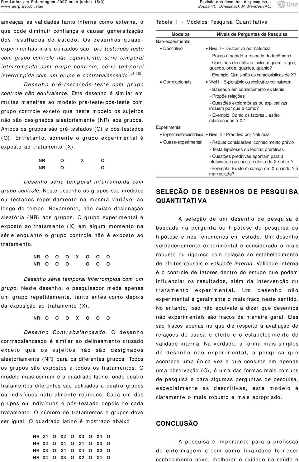 s desenhos quaseexperimentais mais utilizados são: pré-teste/pós-teste com grupo controle não equivalente, série temporal interrompida com grupo controle, série temporal interrompida com um grupo e