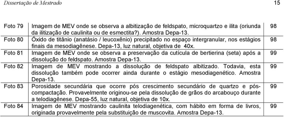 Imagem de MEV onde se observa a preservação da cutícula de bertierina (seta) após a dissolução do feldspato. Amostra Depa-13. Imagem de MEV mostrando a dissolução de feldspato albitizado.