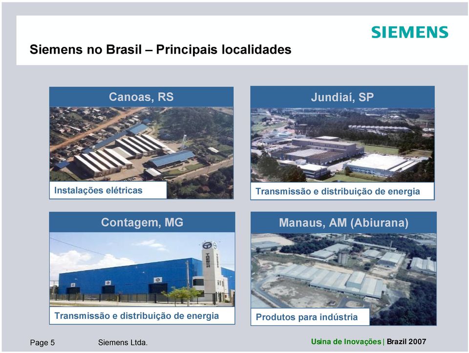 Contagem, MG Manaus, AM (Abiurana) Transmissão e distribuição de