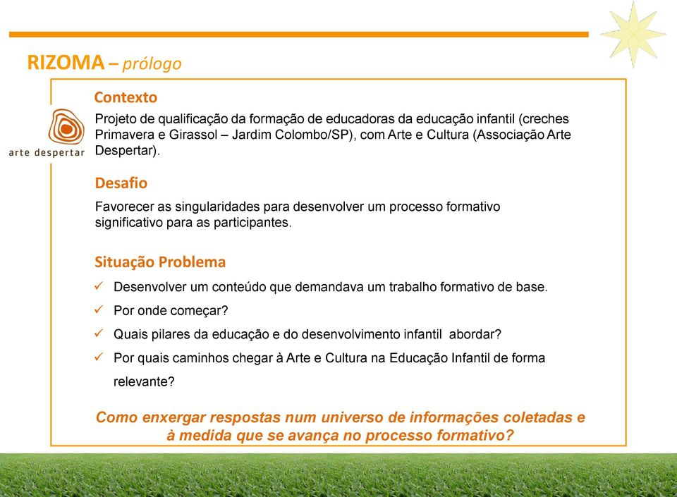 Situação Problema Desenvolver um conteúdo que demandava um trabalho formativo de base. Por onde começar?