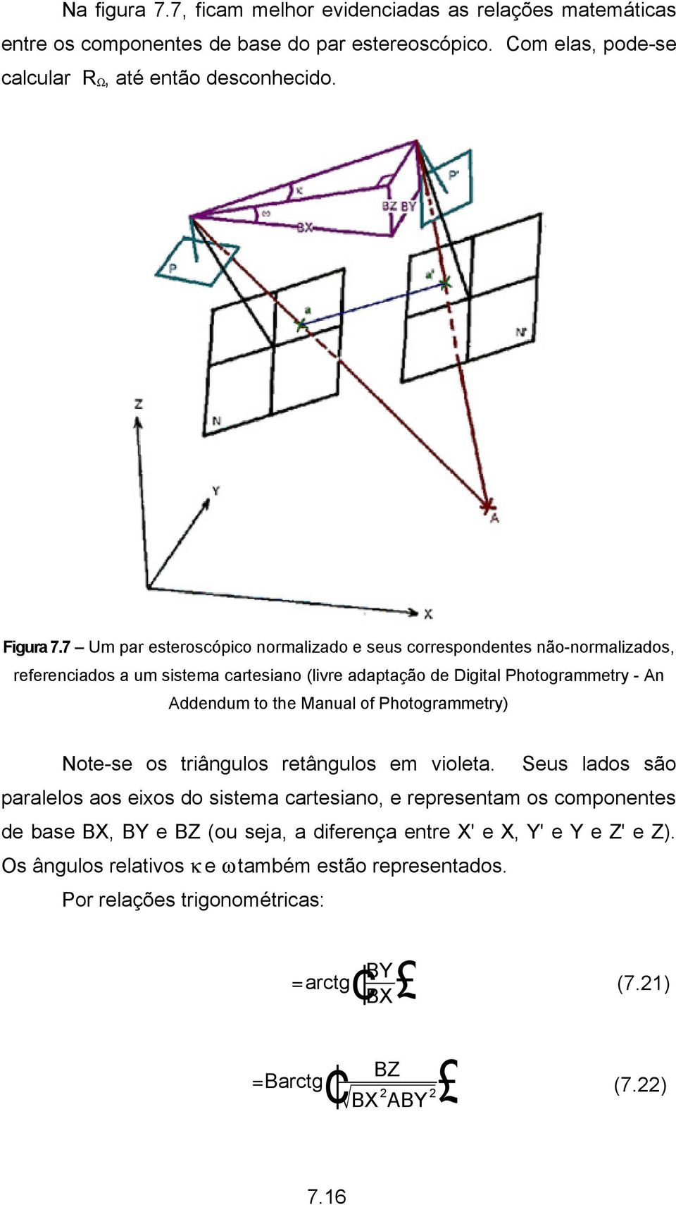 Manual of Photogrammetry) Note-se os triângulos retângulos em violeta.