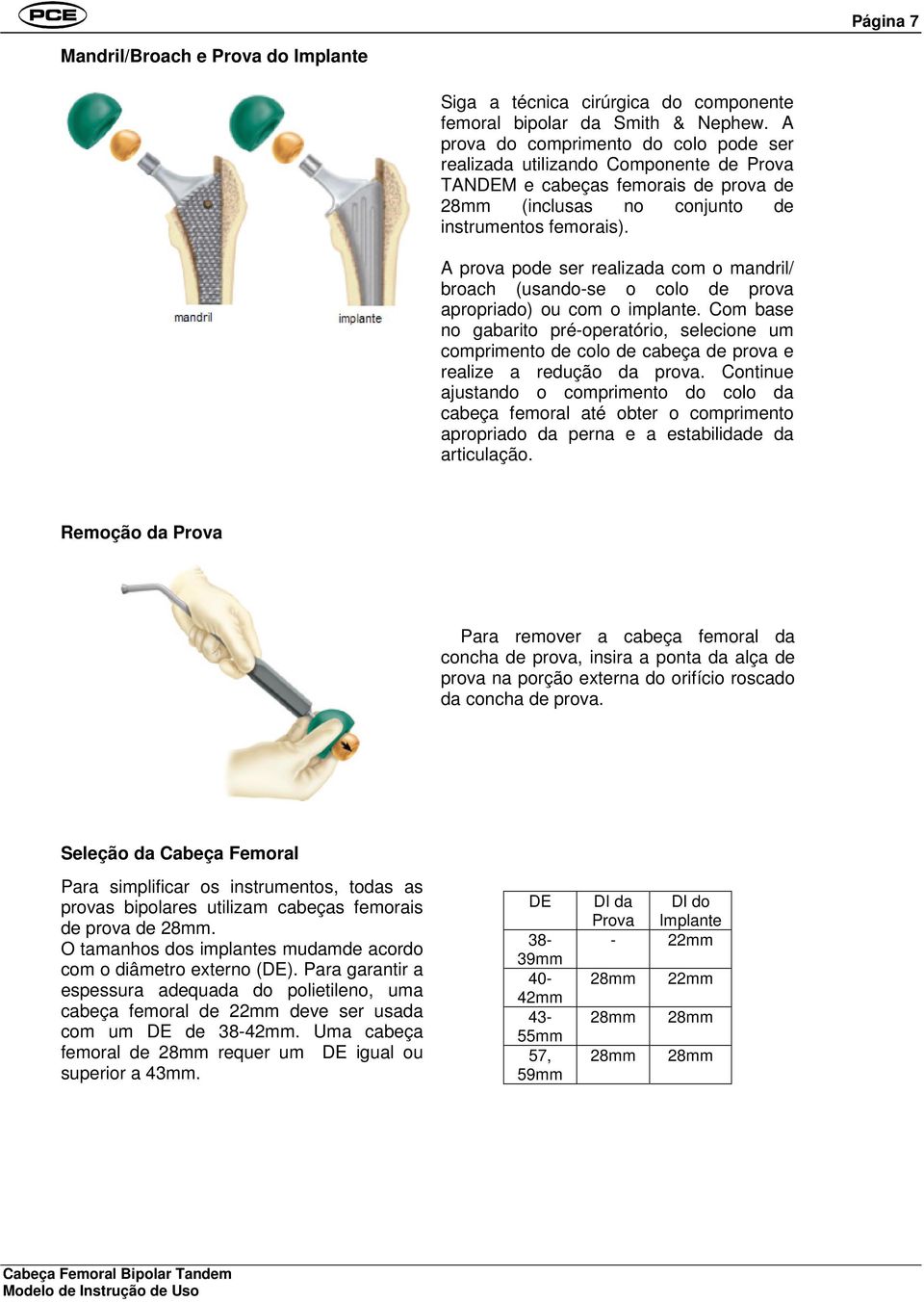 A prova pode ser realizada com o mandril/ broach (usando-se o colo de prova apropriado) ou com o implante.