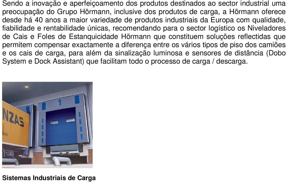 Foles de Estanquicidade Hörmann que constituem soluções reflectidas que permitem compensar exactamente a diferença entre os vários tipos de piso dos camiões e os cais de