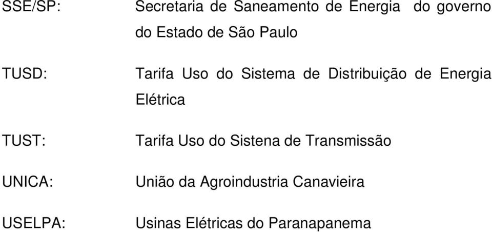 Distribuição de Energia Elétrica Tarifa Uso do Sistena de