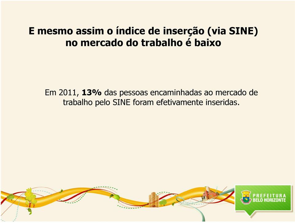 2011, 13% das pessoas encaminhadas ao