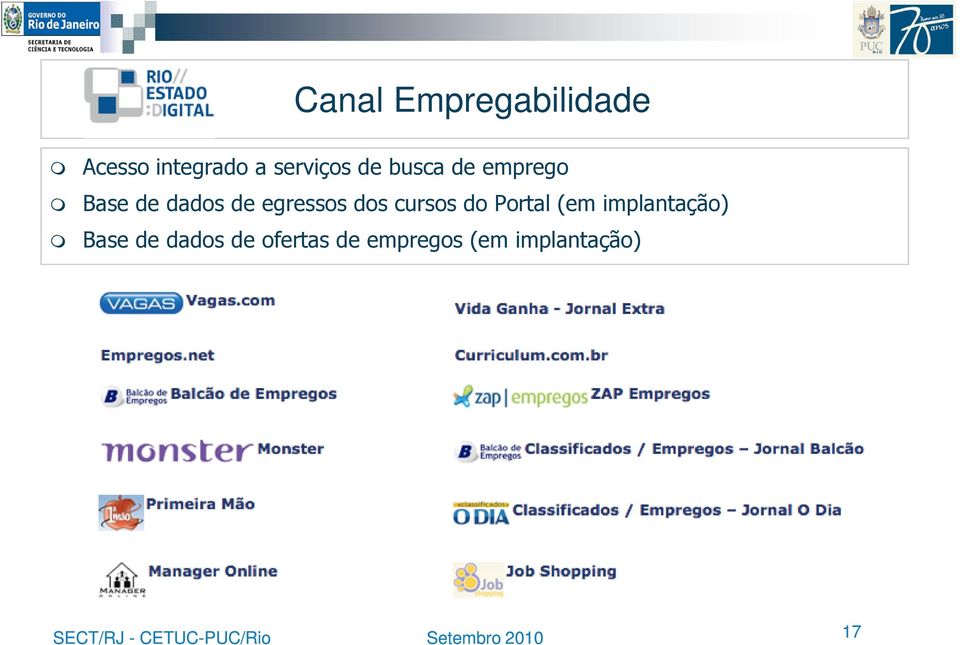 cursos do Portal (em implantação) Base de dados de