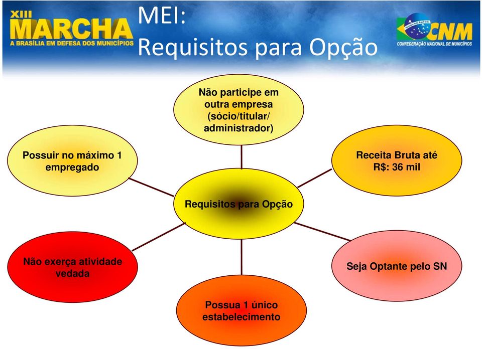 Receita Bruta até R$: 36 mil Requisitos para Opção Não exerça