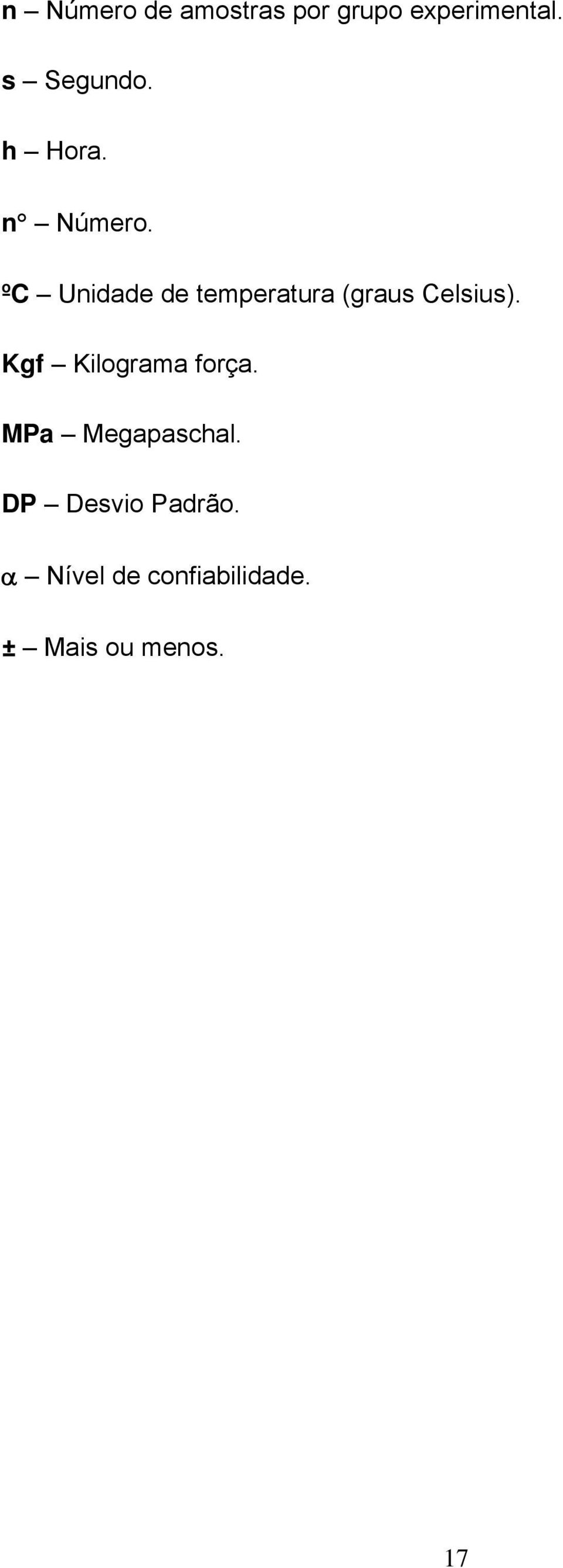 ºC Unidade de temperatura (graus Celsius).