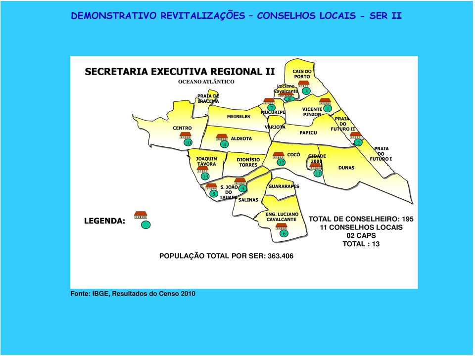 PAPICU CIDADE 2000 11 1 PRAIA DO FUTURO II DUNAS 2 PRAIA DO FUTURO I 5 S. JOÃO 9 DO TAUAPE SALINAS GUARARAPES LEGENDA: ENG.