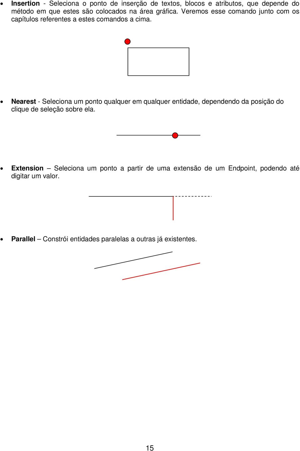 Nearest - Seleciona um ponto qualquer em qualquer entidade, dependendo da posição do clique de seleção sobre ela.