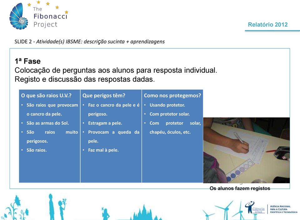 São raios que provocam Faz o cancro da pele e é Usando protetor. o cancro da pele. perigoso. Com protetor solar. São as armas do Sol.