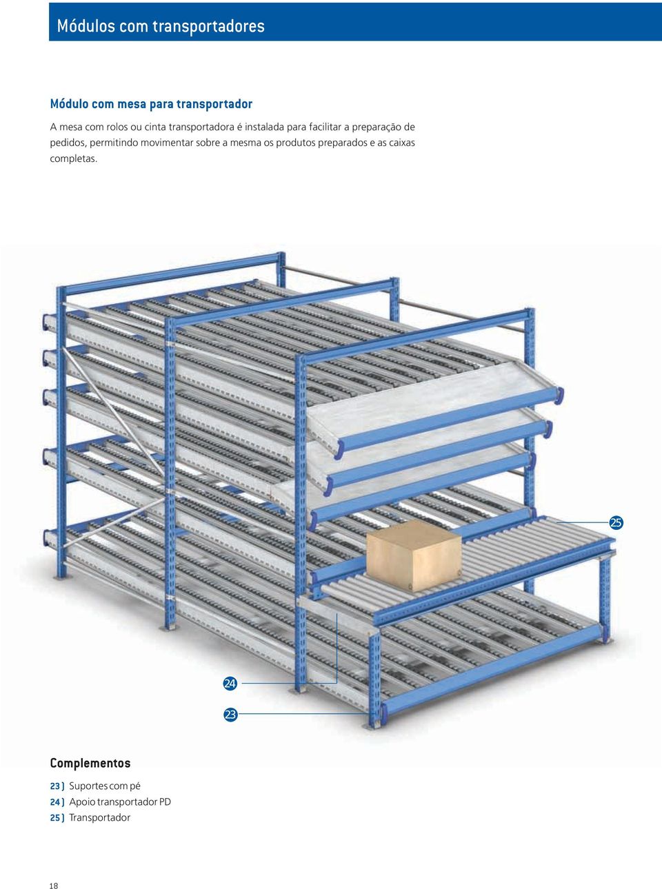 permitindo movimentar sobre a mesma os produtos preparados e as caixas completas.