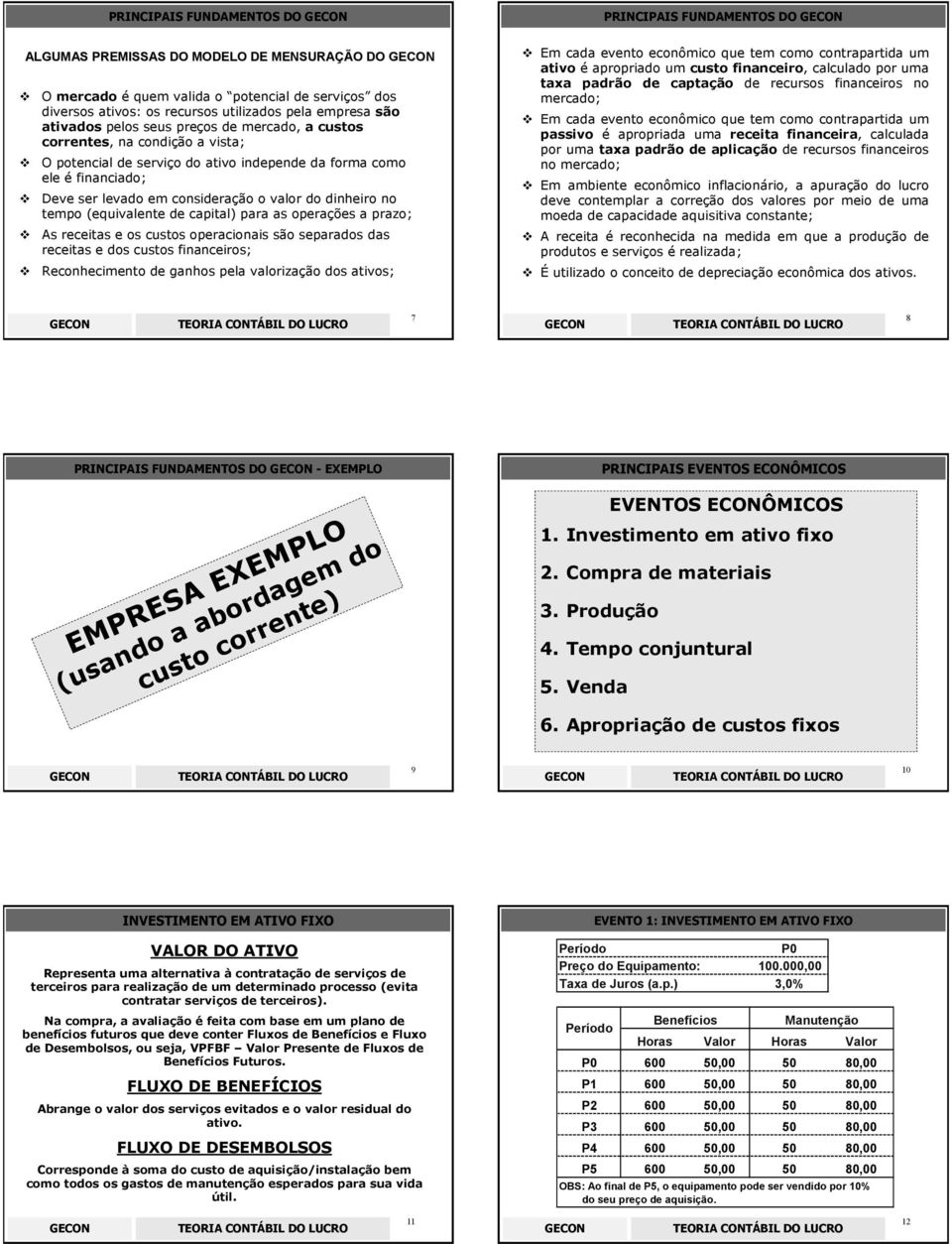 (equivalente de capital) para as operações a prazo; As receitas e os custos operacionais são separados das receitas e dos custos financeiros; Reconhecimento de ganhos pela valorização dos ativos;