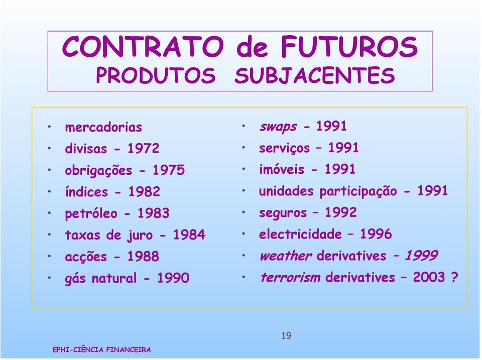 - 1990 swaps - 1991 serviços 1991 imóveis - 1991 unidades participação - 1991