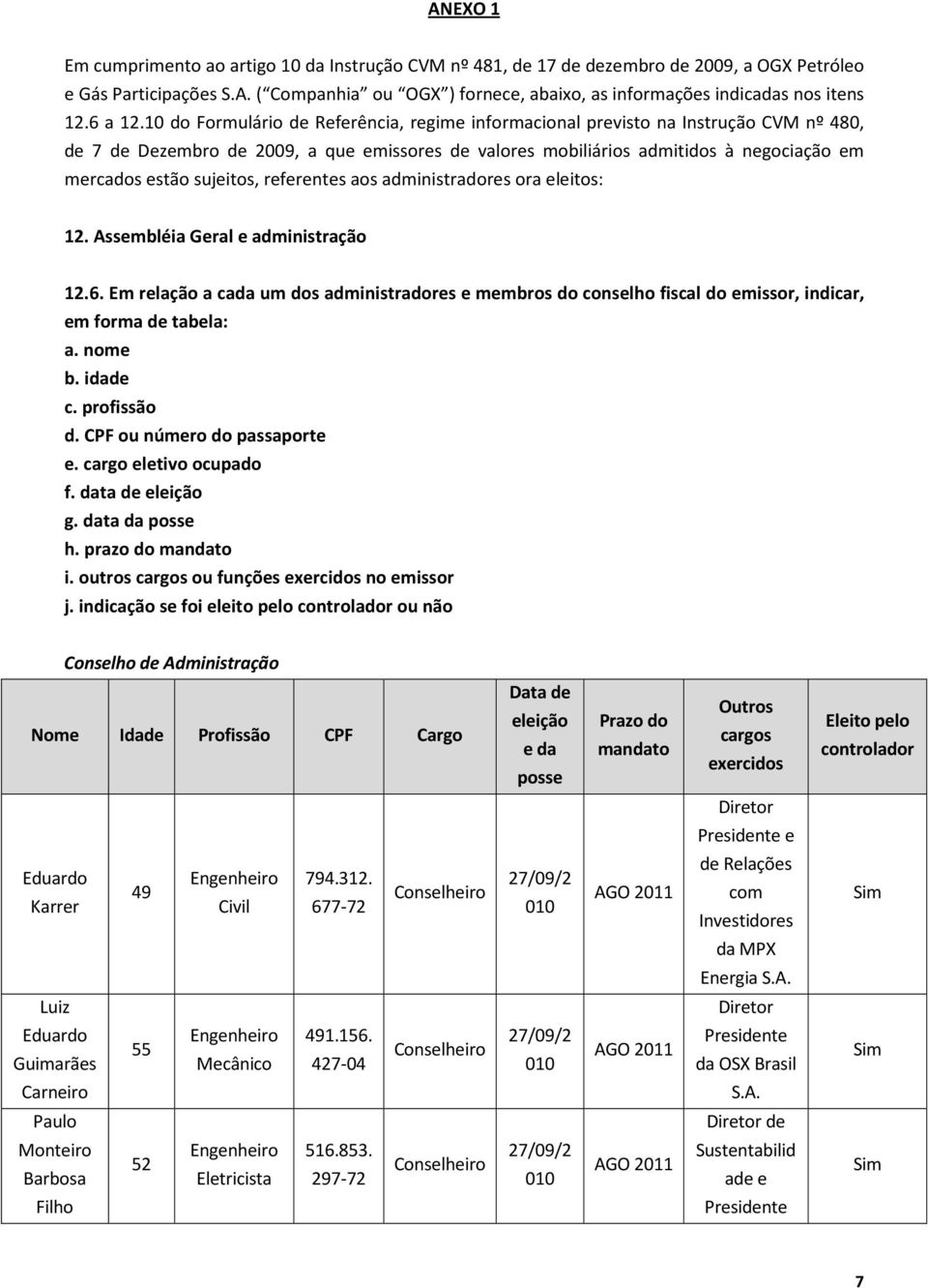 10 do Formulário de Referência, regime informacional previsto na Instrução CVM nº 480, de 7 de Dezembro de 2009, a que emissores de valores mobiliários admitidos à negociação em mercados estão