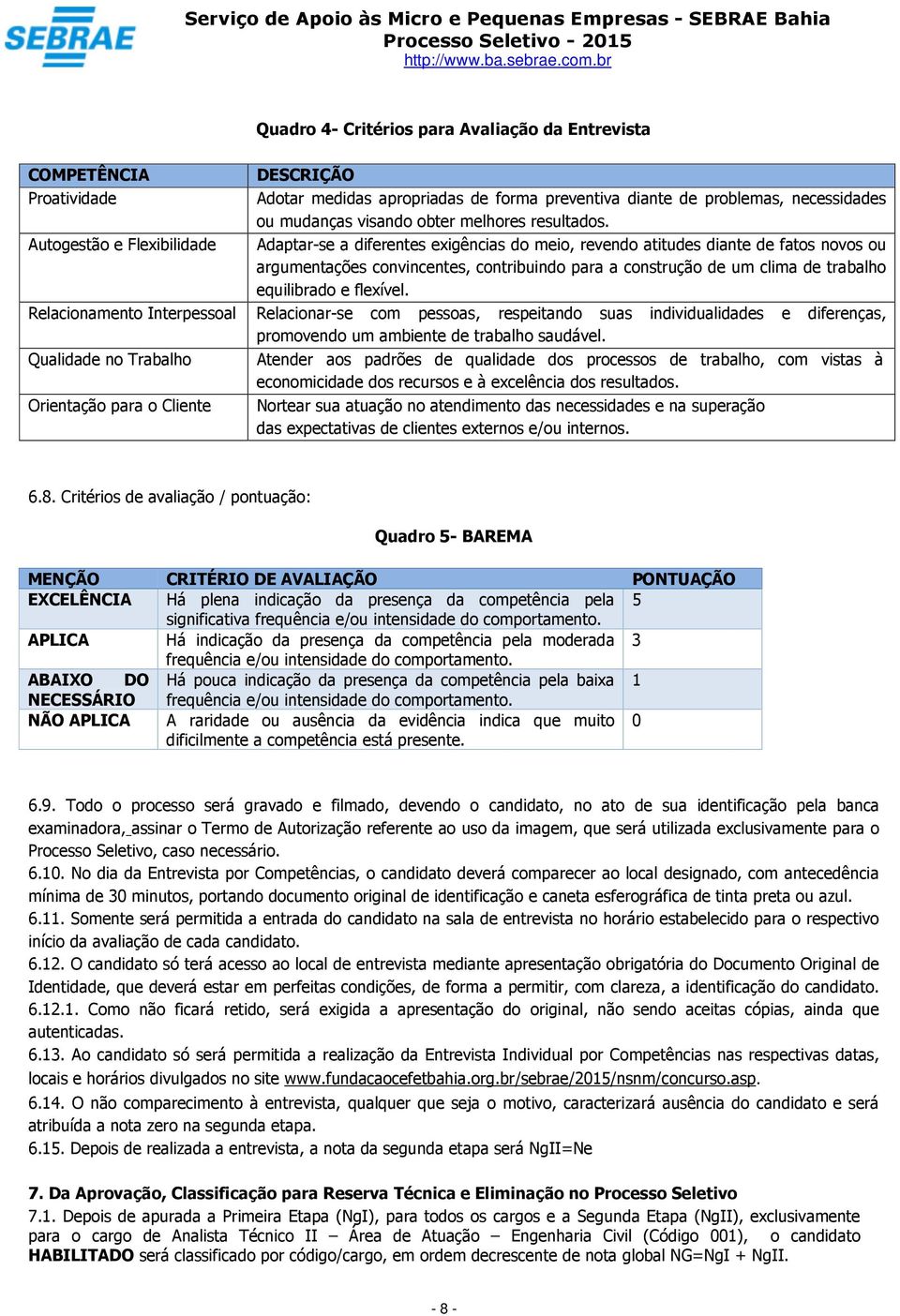 Autogestão e Flexibilidade Adaptar-se a diferentes exigências do meio, revendo atitudes diante de fatos novos ou argumentações convincentes, contribuindo para a construção de um clima de trabalho