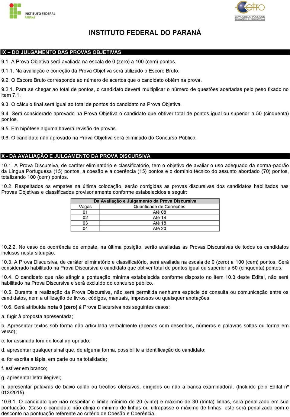 Para se chegar ao total de pontos, o candidato deverá multiplicar o número de questões acertadas pelo peso fixado no item 7.1. 9.3.