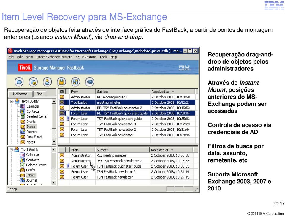 Recuperação drag-anddrop de objetos pelos administradores Através de Instant Mount, posições anteriores do MS-