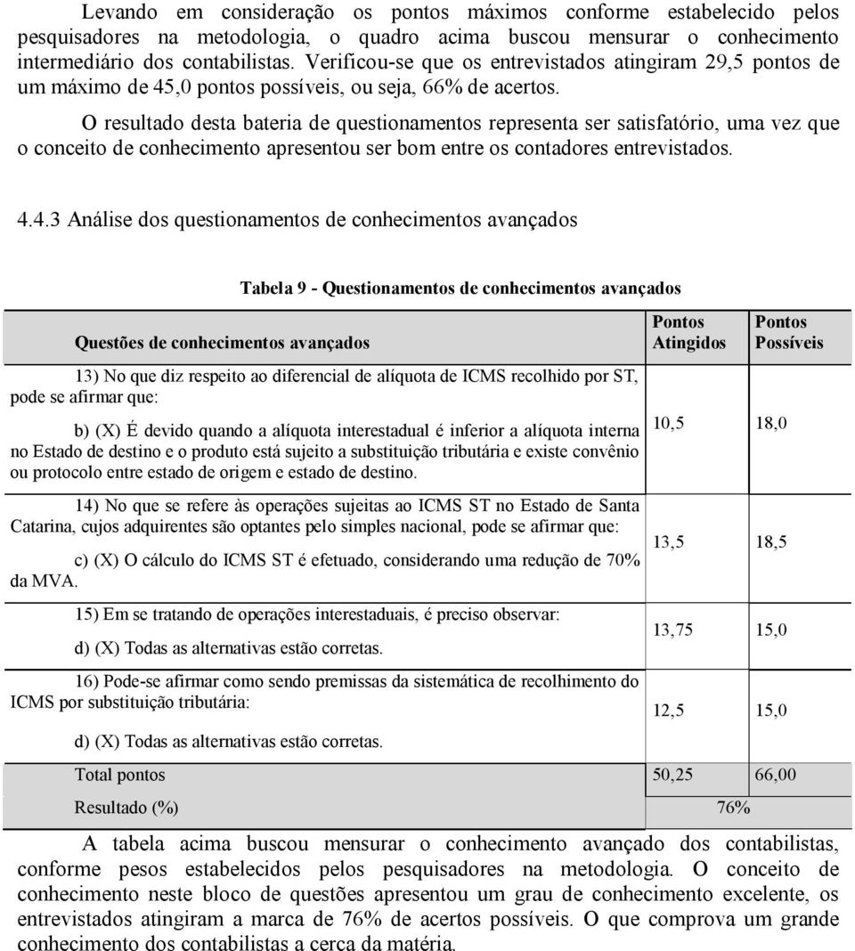 O resultado desta bateria de questionamentos representa ser satisfatório, uma vez que o conceito de conhecimento apresentou ser bom entre os contadores entrevistados. 4.