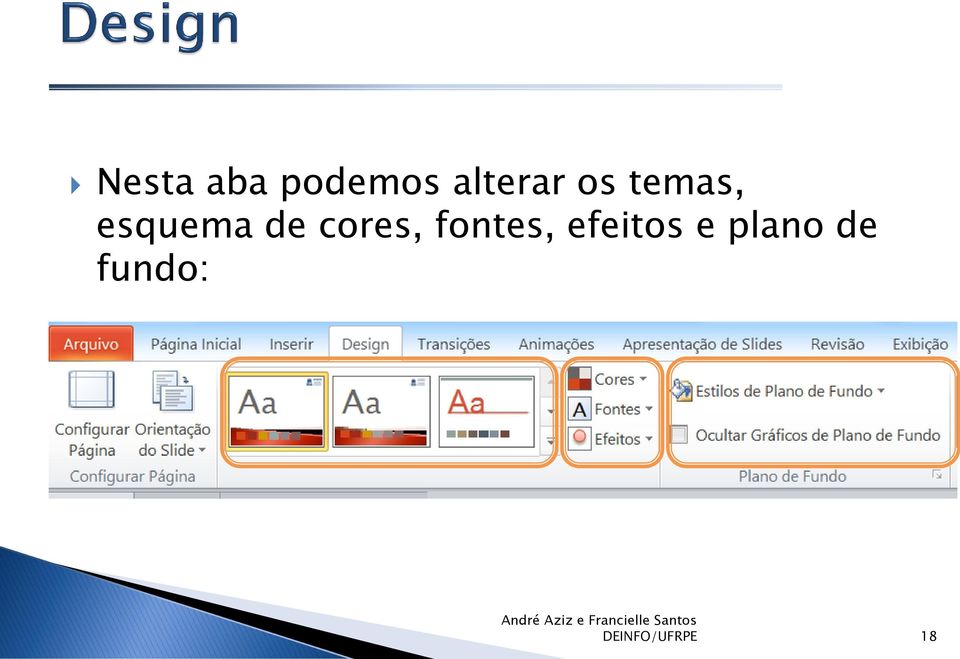 cores, fontes, efeitos e