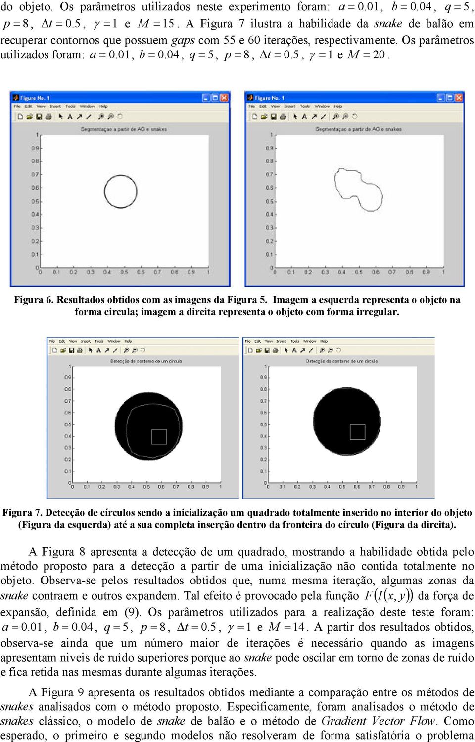 5, γ = e M = 20. Fgura 6. Resultados obtdos com as magens da Fgura 5. Imagem a esquerda representa o objeto na forma crcula; magem a dreta representa o objeto com forma rregular. Fgura 7.